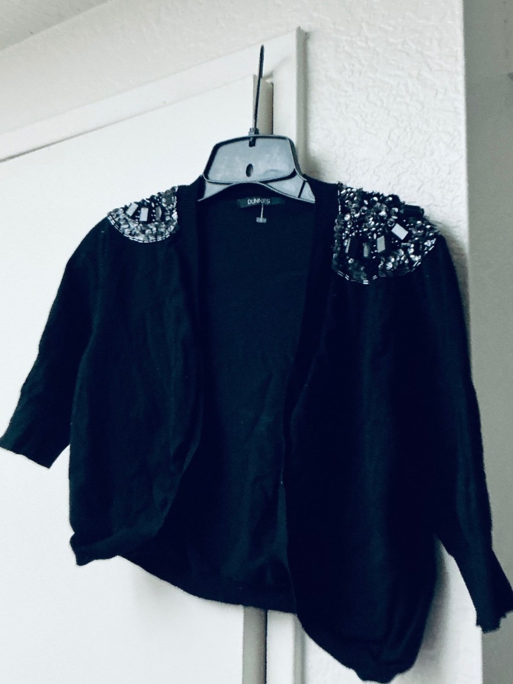 Vintage beaded Y2K black beaded shoulder shrug sweater bolero Irish brand.